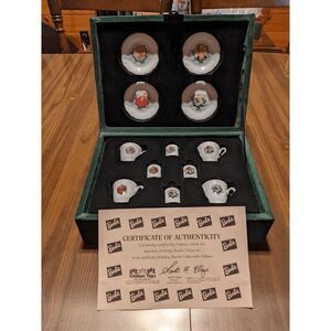 Vintage Chilton Globe Holiday Barbie China Tea Set 1988-91 Wooden Box